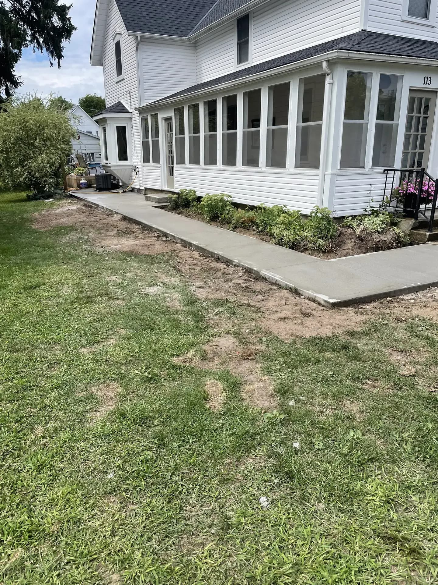 Side yard concrete walkway