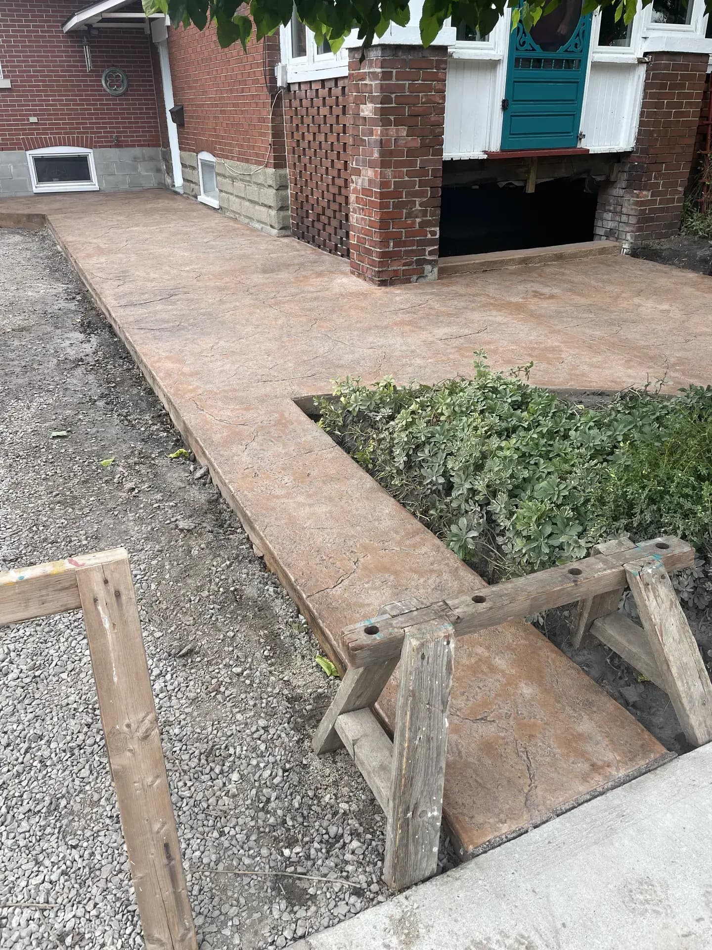 Stamped brown driveway