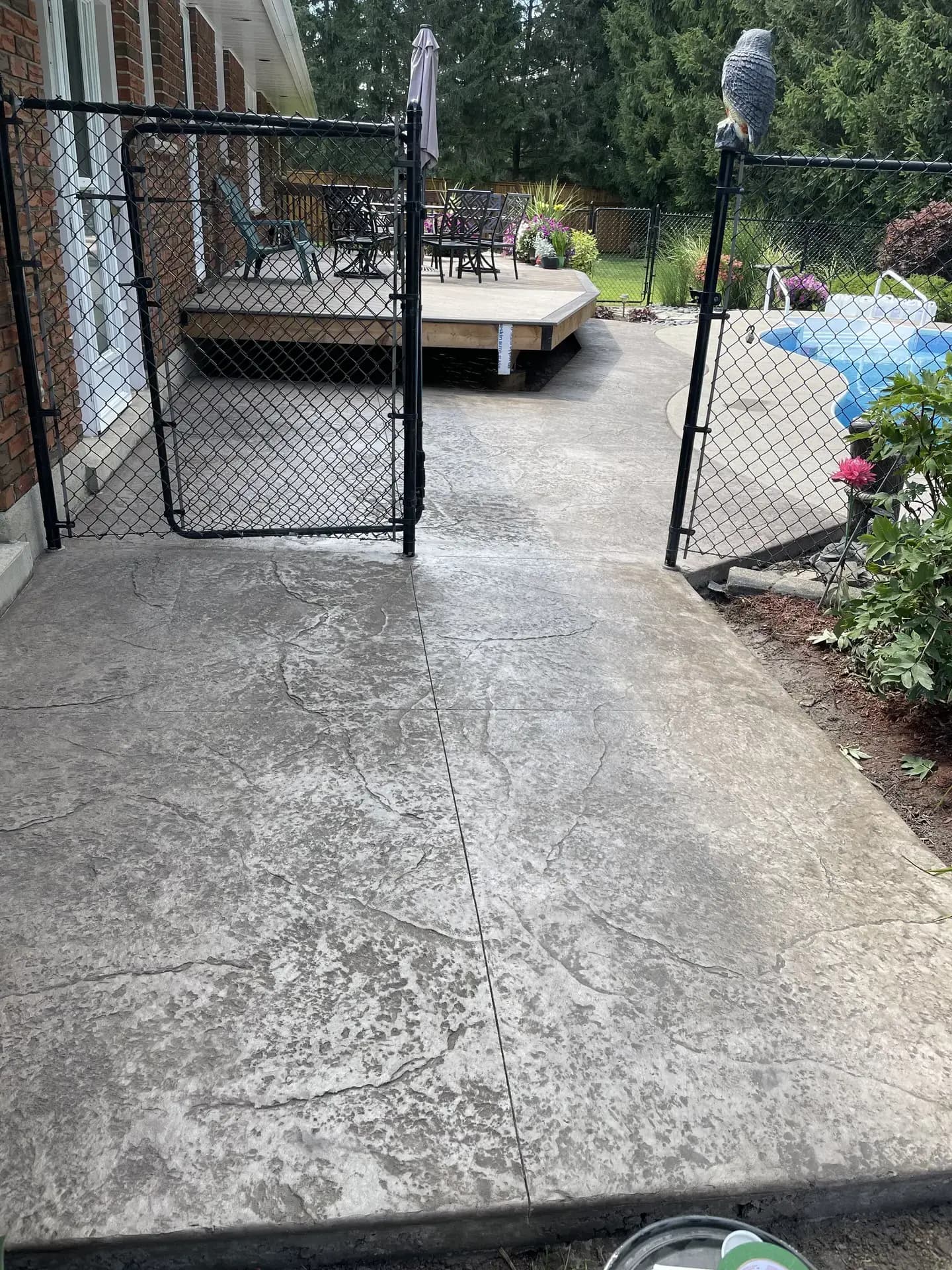 Stamped backyard patio